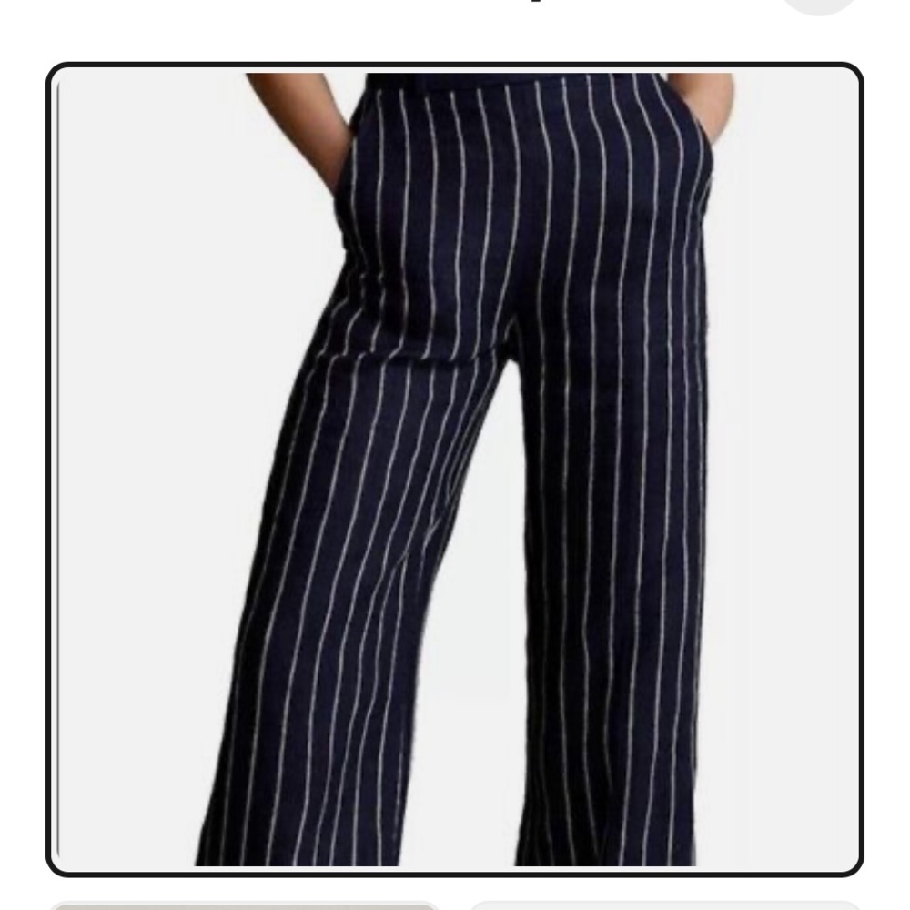 NWT Abercrombie & Fitch Pinstripe Navy White Trim